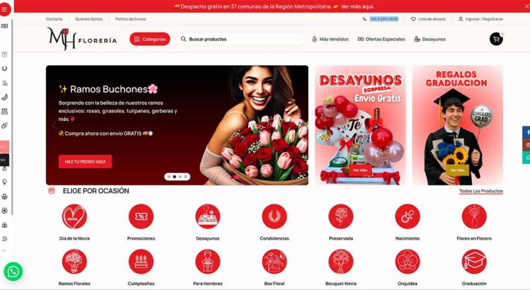 Ramos de flores a domicilio santiago